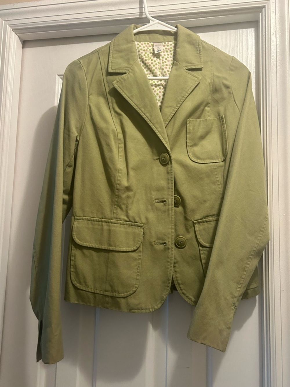 Old Navy Light Green Cotton Blazer Jacket